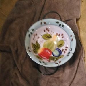 Heritage Mint serving bowl with metal stand